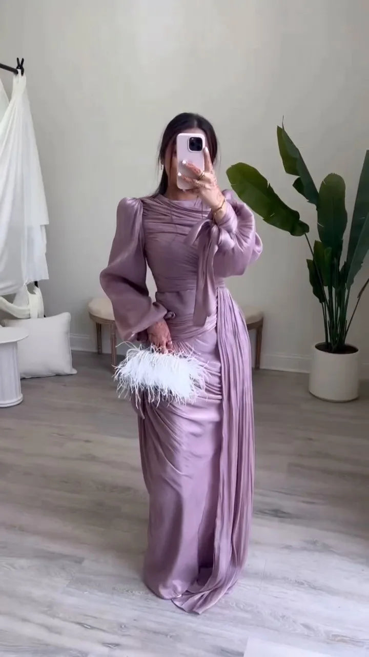 Islamic Clothing Modest Fashion Kaftan Luxury Organza Dress Women Shiny Modest Dress Elegant Ruffle Design Evening Gown