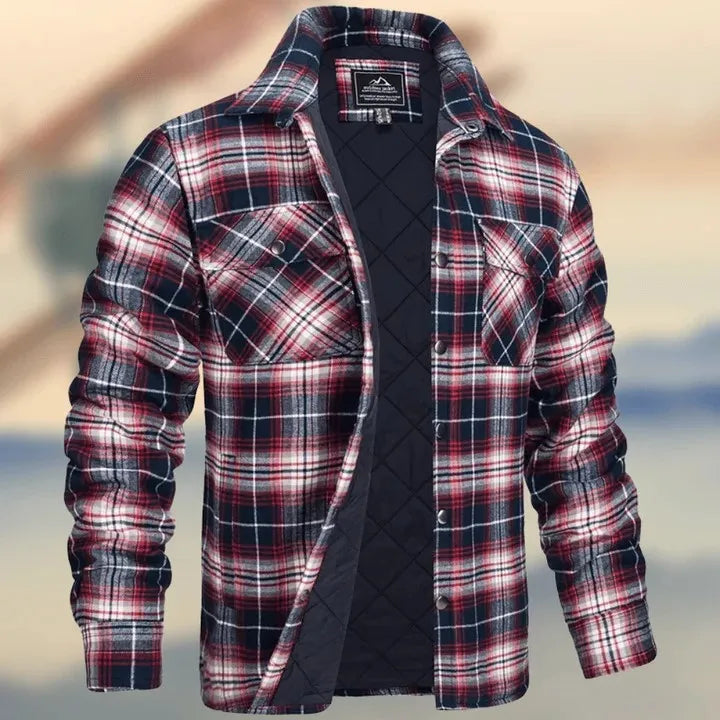 European and American Men's Clothing: 2026 New Style Long-Sleeved Collar Button-Down Checked Thick Shirt Men's Jacket