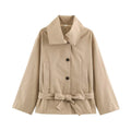 Cross-border European and American Women's Clothing  Popular Spring and Autumn Fashion Temperament Casual with Belt Trench Coat