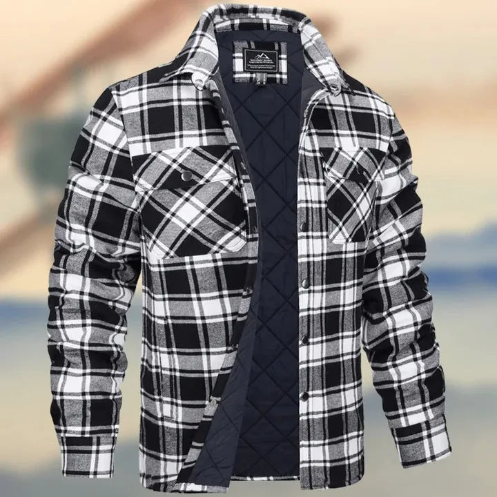 European and American Men's Clothing: 2026 New Style Long-Sleeved Collar Button-Down Checked Thick Shirt Men's Jacket