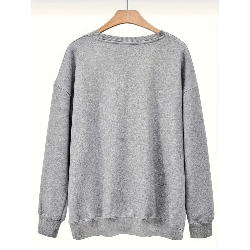 [Women's  Clothing]  Letter Print Sweatshirt |   Casual Long Sleeve Crew Neck Pullover