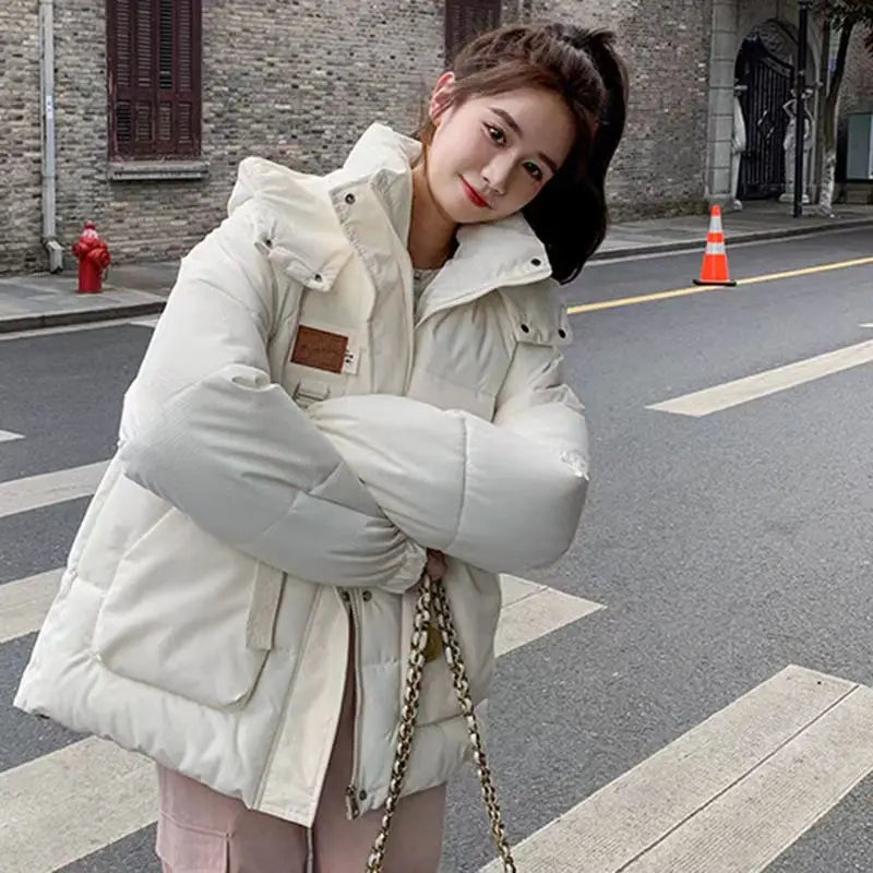 Cotton Clothing Women's Bread Clothing Short Cotton Clothing Autumn Winter Jacket Thickened Hooded Light and Warm