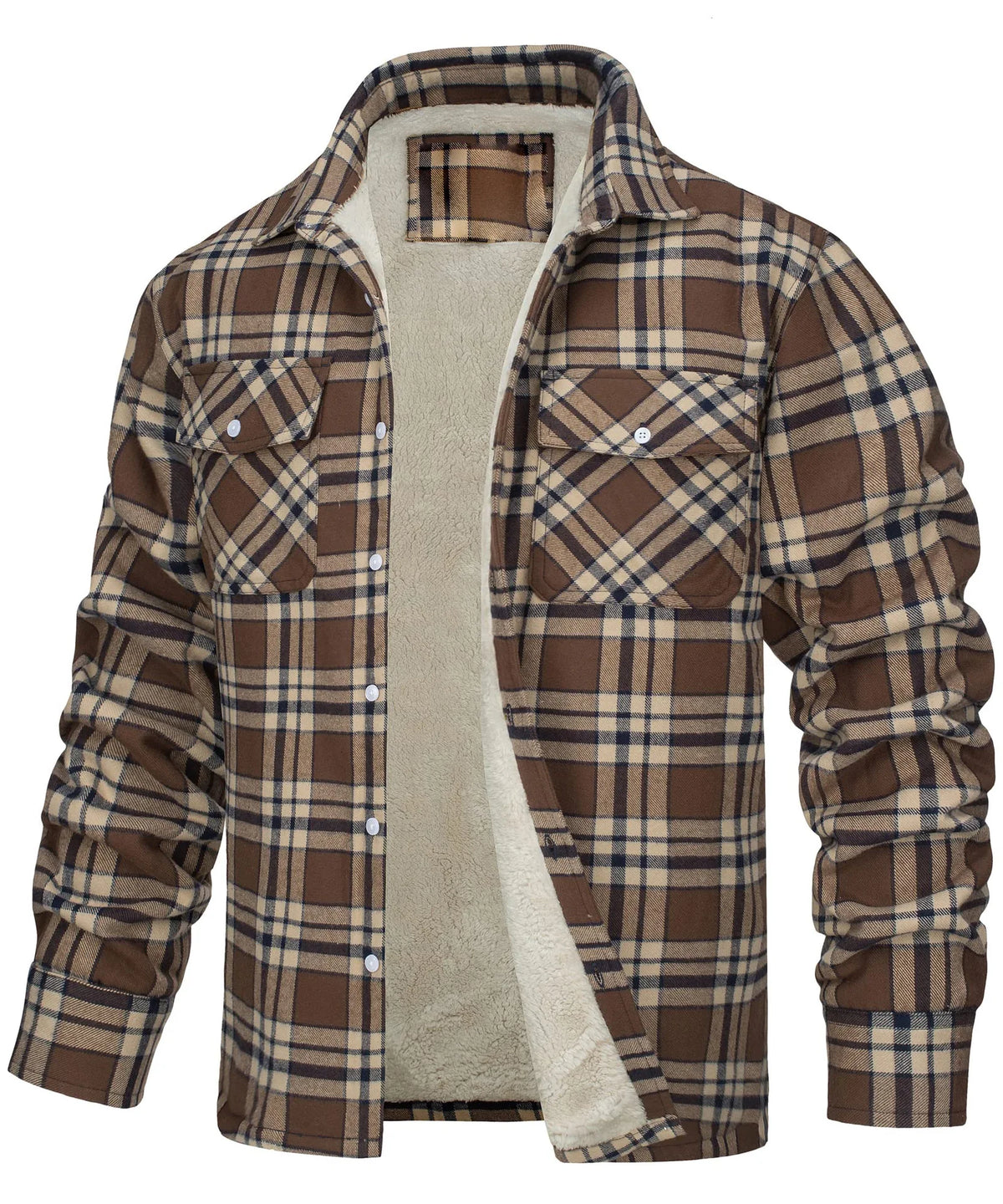 European and American Men's Clothing: 2026 New Style Long-Sleeved Collar Button-Down Checked Thick Shirt Men's Jacket