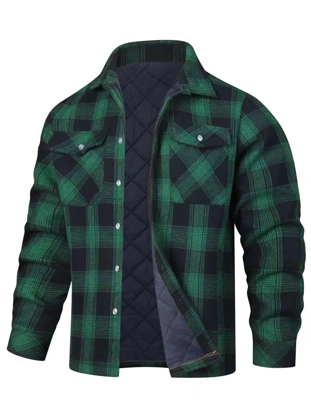 European and American Men's Clothing: 2026 New Style Long-Sleeved Collar Button-Down Checked Thick Shirt Men's Jacket