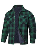European and American Men's Clothing: 2026 New Style Long-Sleeved Collar Button-Down Checked Thick Shirt Men's Jacket