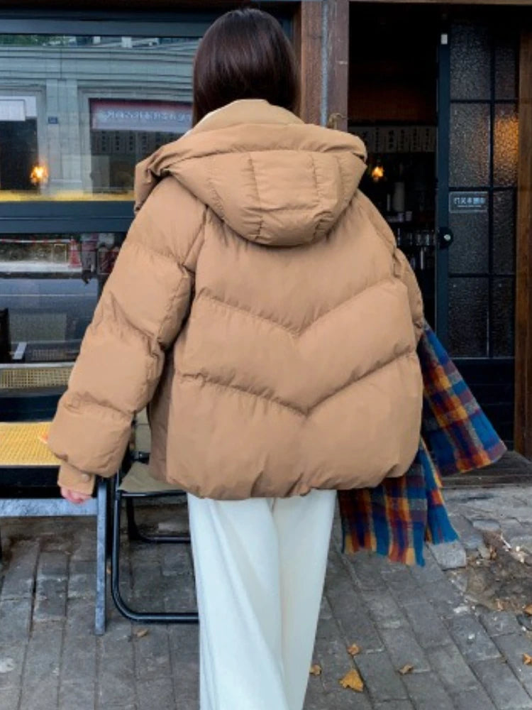 Women Clothing Short Cotton Coat Winter New Style Loose Fit Thickened Petite Cotton Jacket Cold Protection Bread Parkas