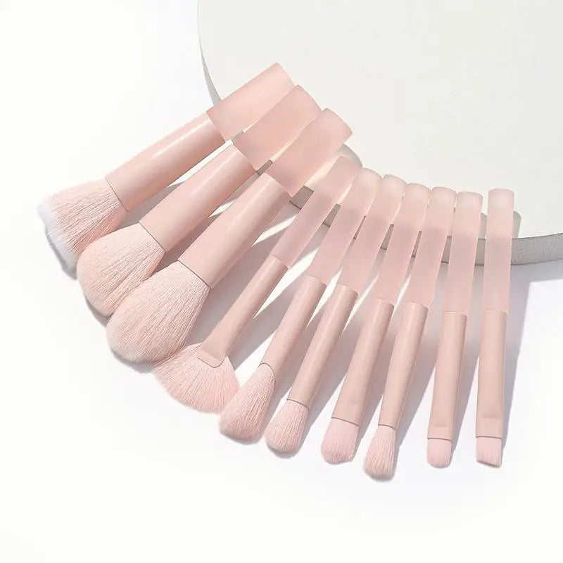 Makeup Brushes 10pcs Pink Handle Travel Synthetic Foundation Powder Eyeshadow Mini Set Beauty Tools Kit Professional