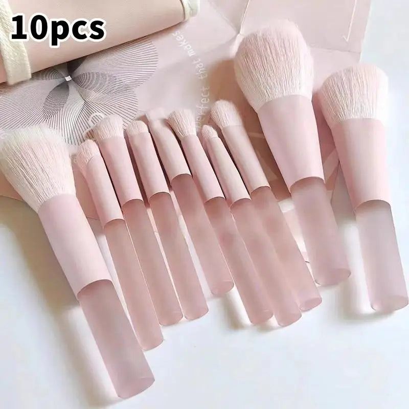 Makeup Brushes 10pcs Pink Handle Travel Synthetic Foundation Powder Eyeshadow Mini Set Beauty Tools Kit Professional