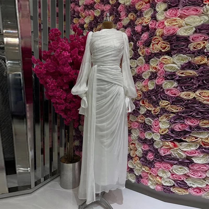 Islamic Clothing Modest Fashion Kaftan Luxury Organza Dress Women Shiny Modest Dress Elegant Ruffle Design Evening Gown