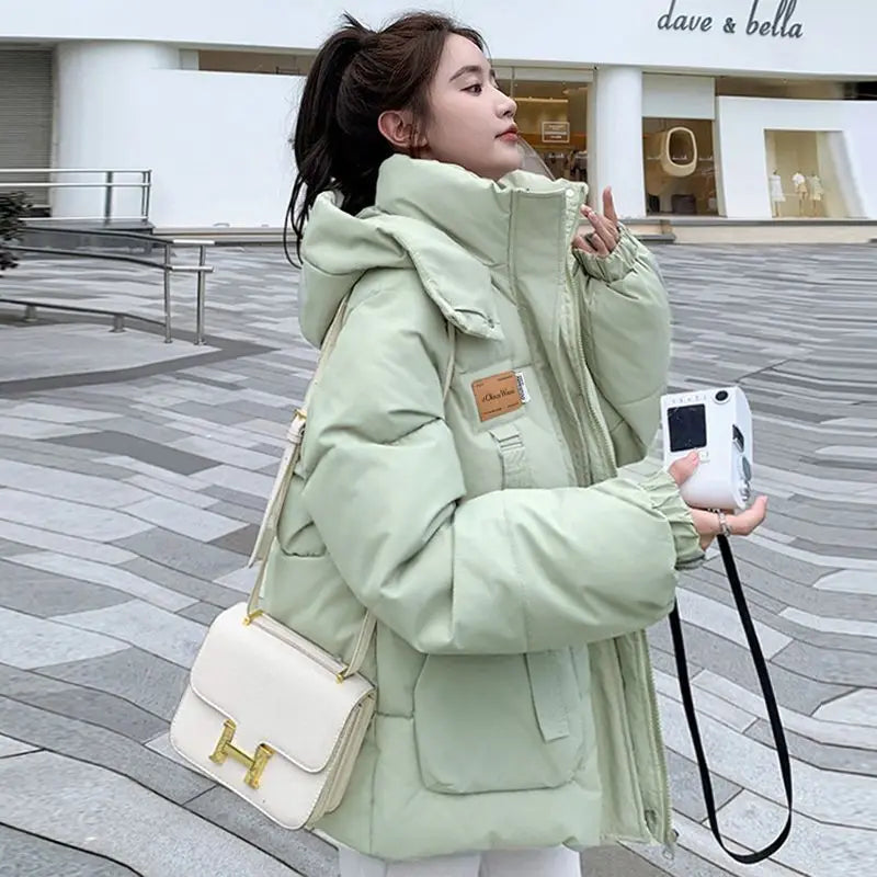 Cotton Clothing Women's Bread Clothing Short Cotton Clothing Autumn Winter Jacket Thickened Hooded Light and Warm
