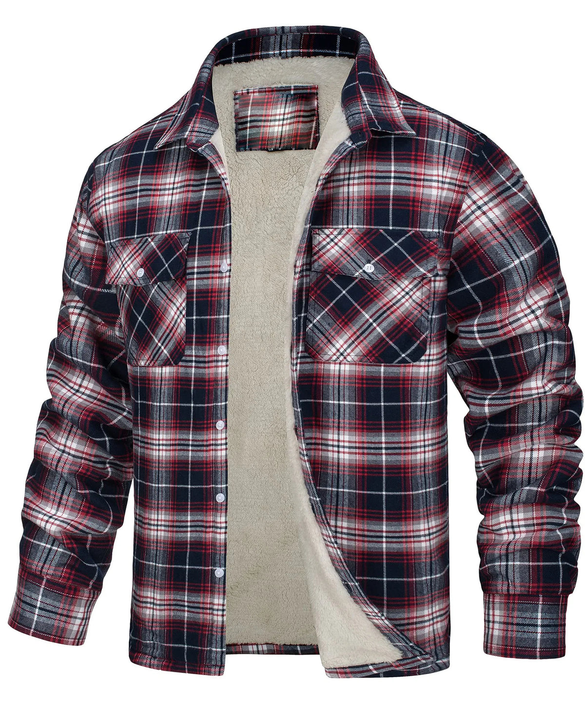 European and American Men's Clothing: 2026 New Style Long-Sleeved Collar Button-Down Checked Thick Shirt Men's Jacket