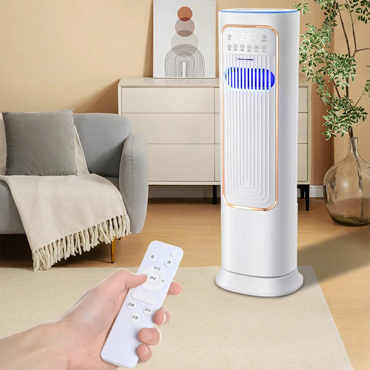 Multi-functional Portable Electric Air Cooler with Heater Pivoting Fan Household Floor Standing Fan