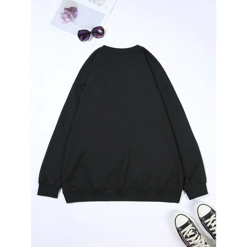 [Women's  Clothing]  Letter Print Sweatshirt |   Casual Long Sleeve Crew Neck Pullover