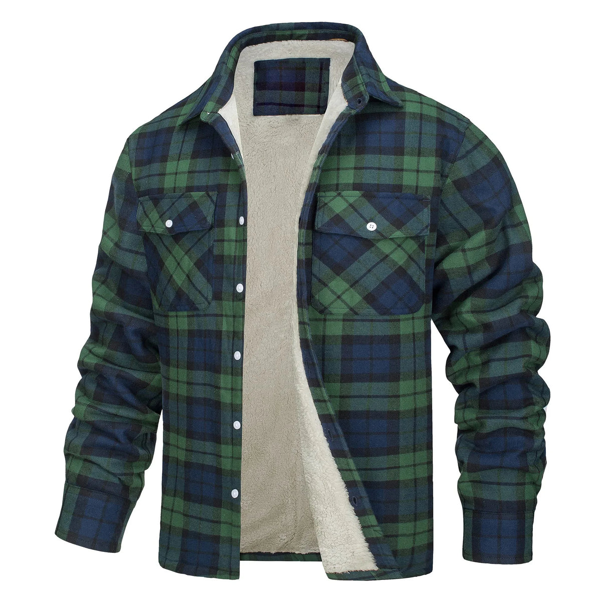 European and American Men's Clothing: 2026 New Style Long-Sleeved Collar Button-Down Checked Thick Shirt Men's Jacket