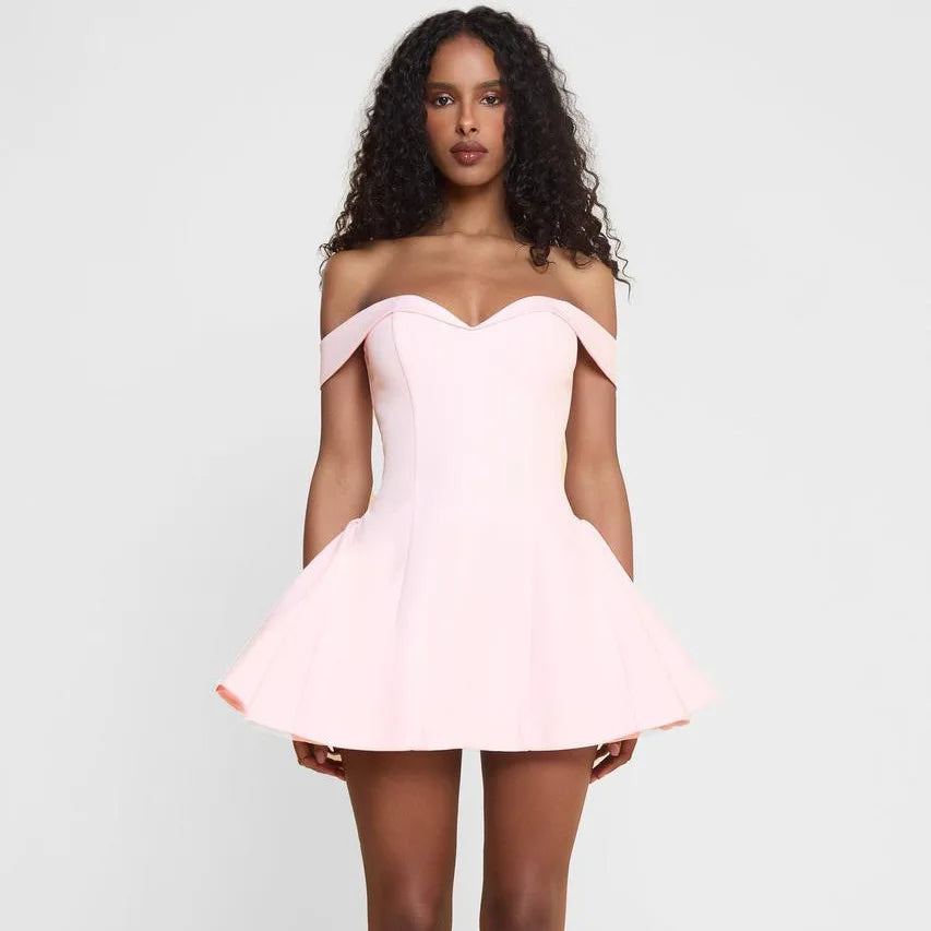 Women's Clothing Autumn New Arrival Contrast Color Design Sexy Tube Top Slim Fit Ruffle Dress Vestidos De Mujer