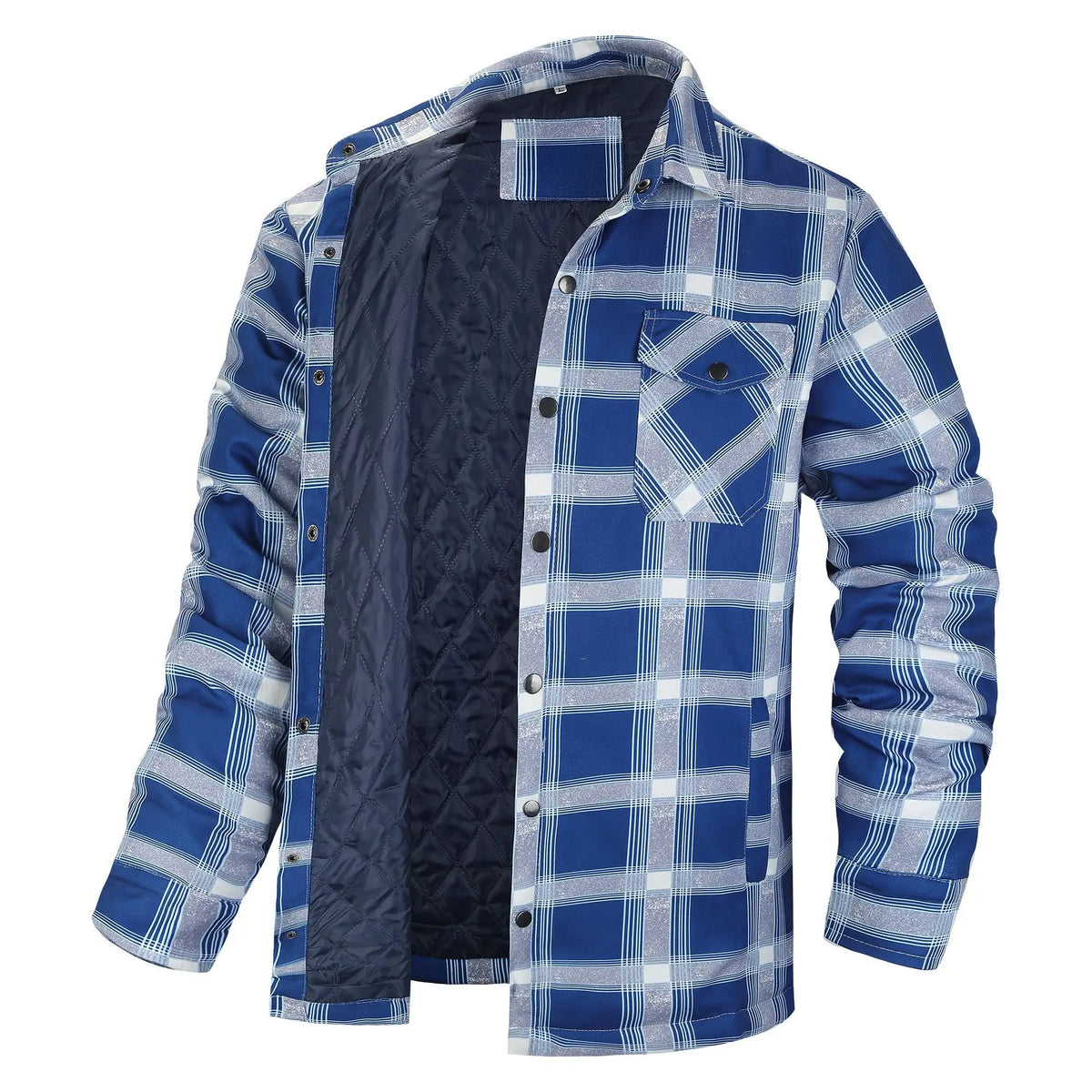 European and American Men's Clothing: 2026 New Style Long-Sleeved Collar Button-Down Checked Thick Shirt Men's Jacket