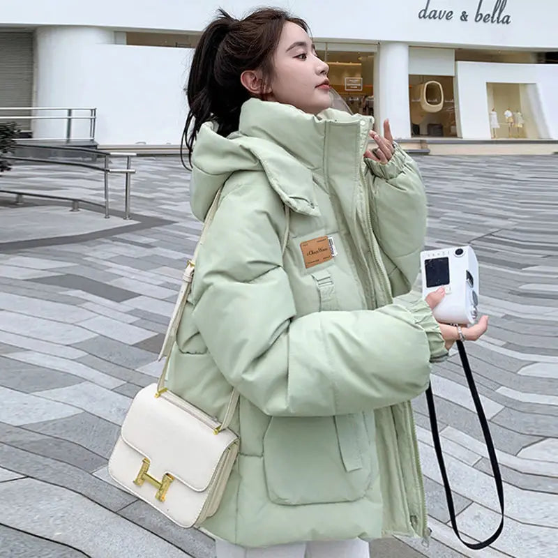Cotton Clothing Women's Bread Clothing Short Cotton Clothing Autumn Winter Jacket Thickened Hooded Light and Warm