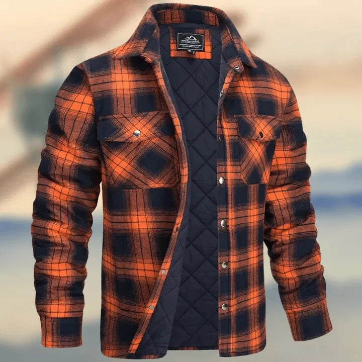 European and American Men's Clothing: 2026 New Style Long-Sleeved Collar Button-Down Checked Thick Shirt Men's Jacket