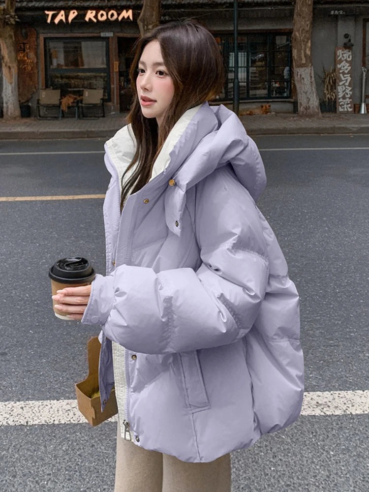 Women Clothing Short Cotton Coat Winter New Style Loose Fit Thickened Petite Cotton Jacket Cold Protection Bread Parkas