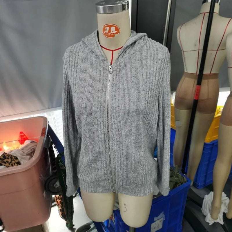 Women's Clothing European American Clothing Autumn Winter New Style Knitted Cardigan Pit Strip Solid Jackets Mid-length Coats