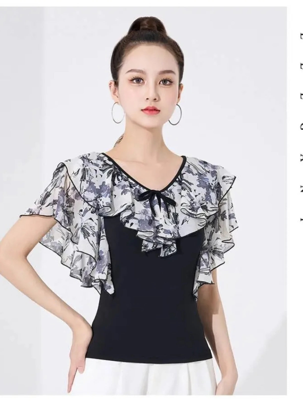 Line dance clothing women Latin Dance Top party dresses Practice Ballroom Training Clothes printing shirt Modern samba Dancewear