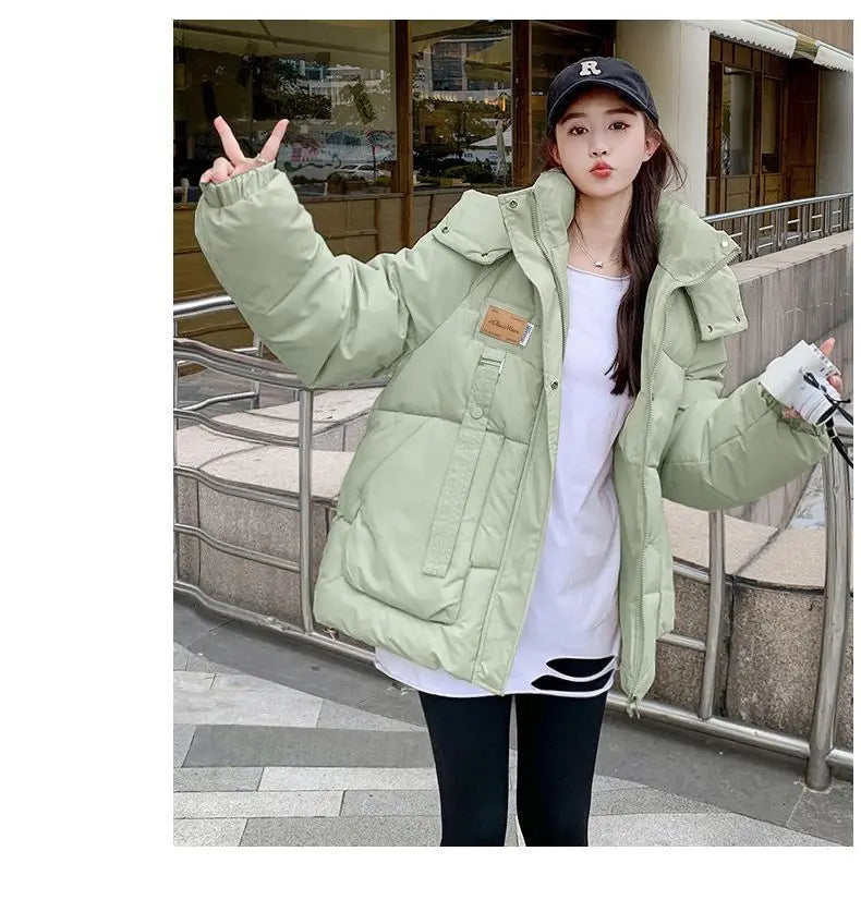 Cotton Clothing Women's Bread Clothing Short Cotton Clothing Autumn Winter Jacket Thickened Hooded Light and Warm