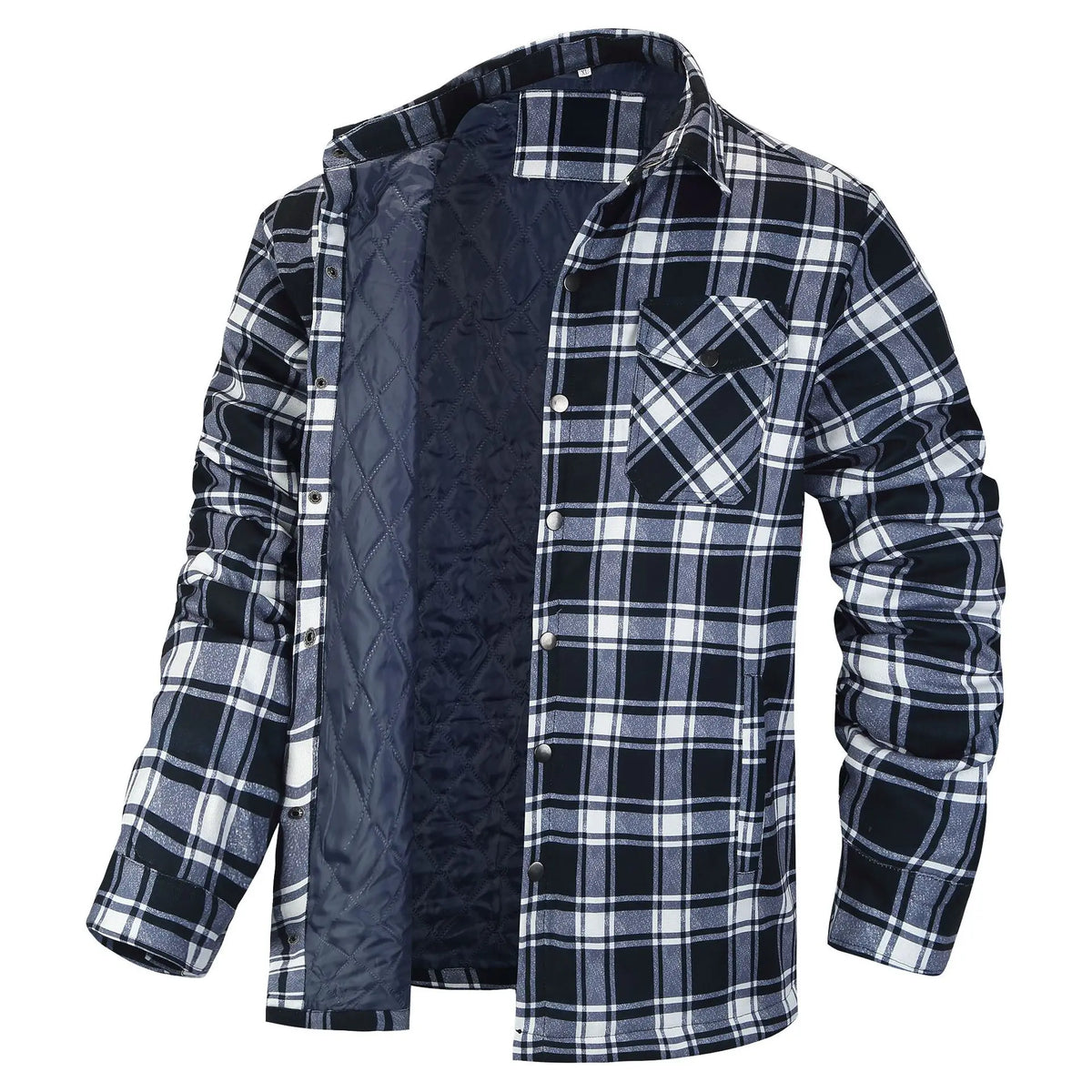 European and American Men's Clothing: 2026 New Style Long-Sleeved Collar Button-Down Checked Thick Shirt Men's Jacket