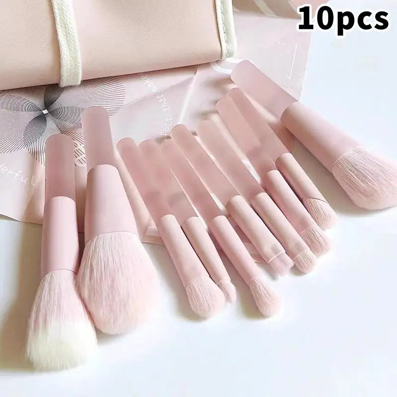 Makeup Brushes 10pcs Pink Handle Travel Synthetic Foundation Powder Eyeshadow Mini Set Beauty Tools Kit Professional