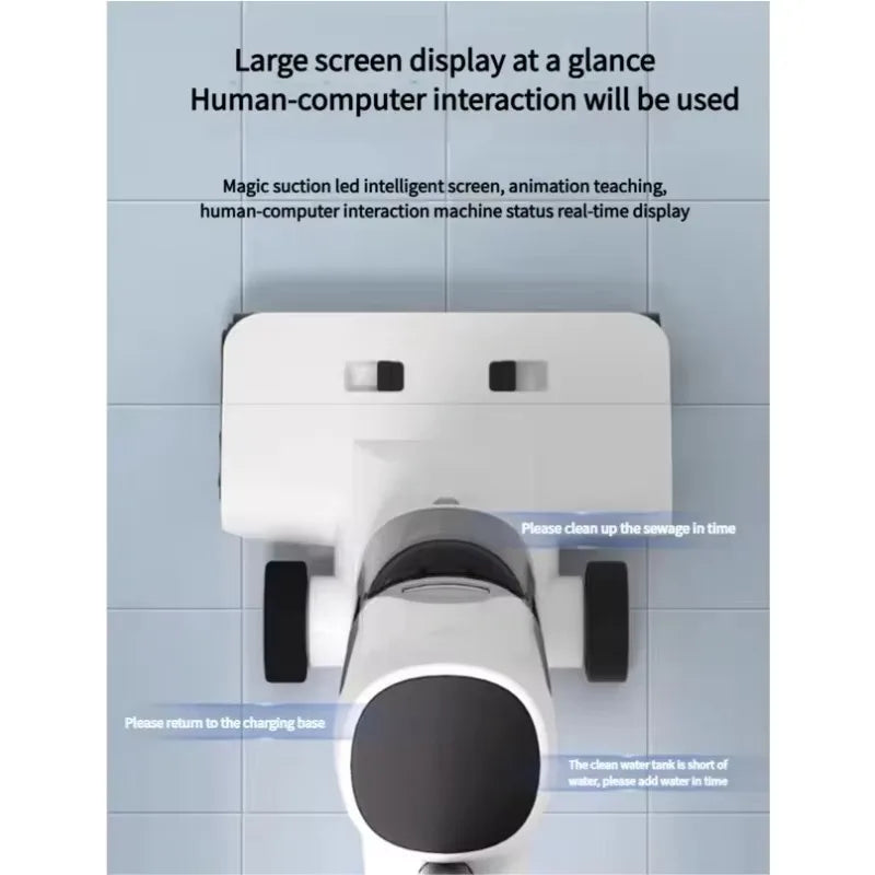 Household Upright LED Intelligent Large Screen 15000pa Floor Washer Electric Steam Vacuum Cleaner