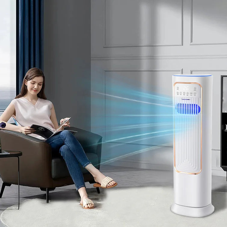 Multi-functional Portable Electric Air Cooler with Heater Pivoting Fan Household Floor Standing Fan