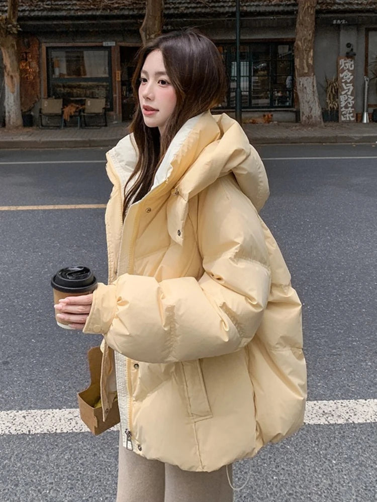 Women Clothing Short Cotton Coat Winter New Style Loose Fit Thickened Petite Cotton Jacket Cold Protection Bread Parkas
