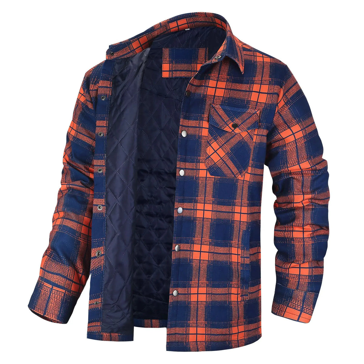 European and American Men's Clothing: 2026 New Style Long-Sleeved Collar Button-Down Checked Thick Shirt Men's Jacket