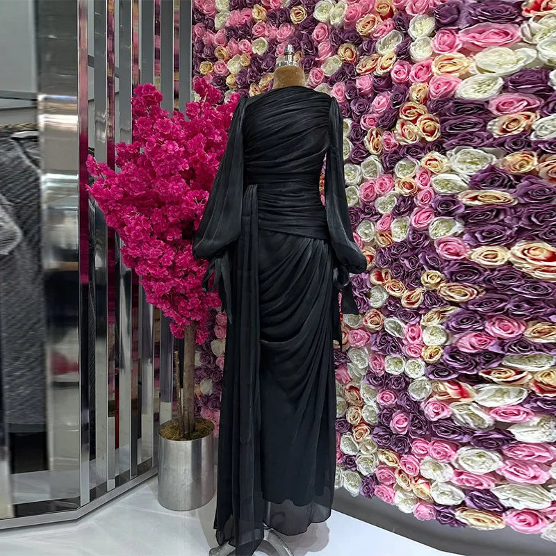 Islamic Clothing Modest Fashion Kaftan Luxury Organza Dress Women Shiny Modest Dress Elegant Ruffle Design Evening Gown