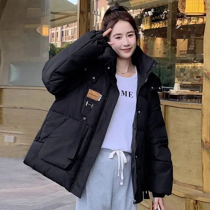 Cotton Clothing Women's Bread Clothing Short Cotton Clothing Autumn Winter Jacket Thickened Hooded Light and Warm