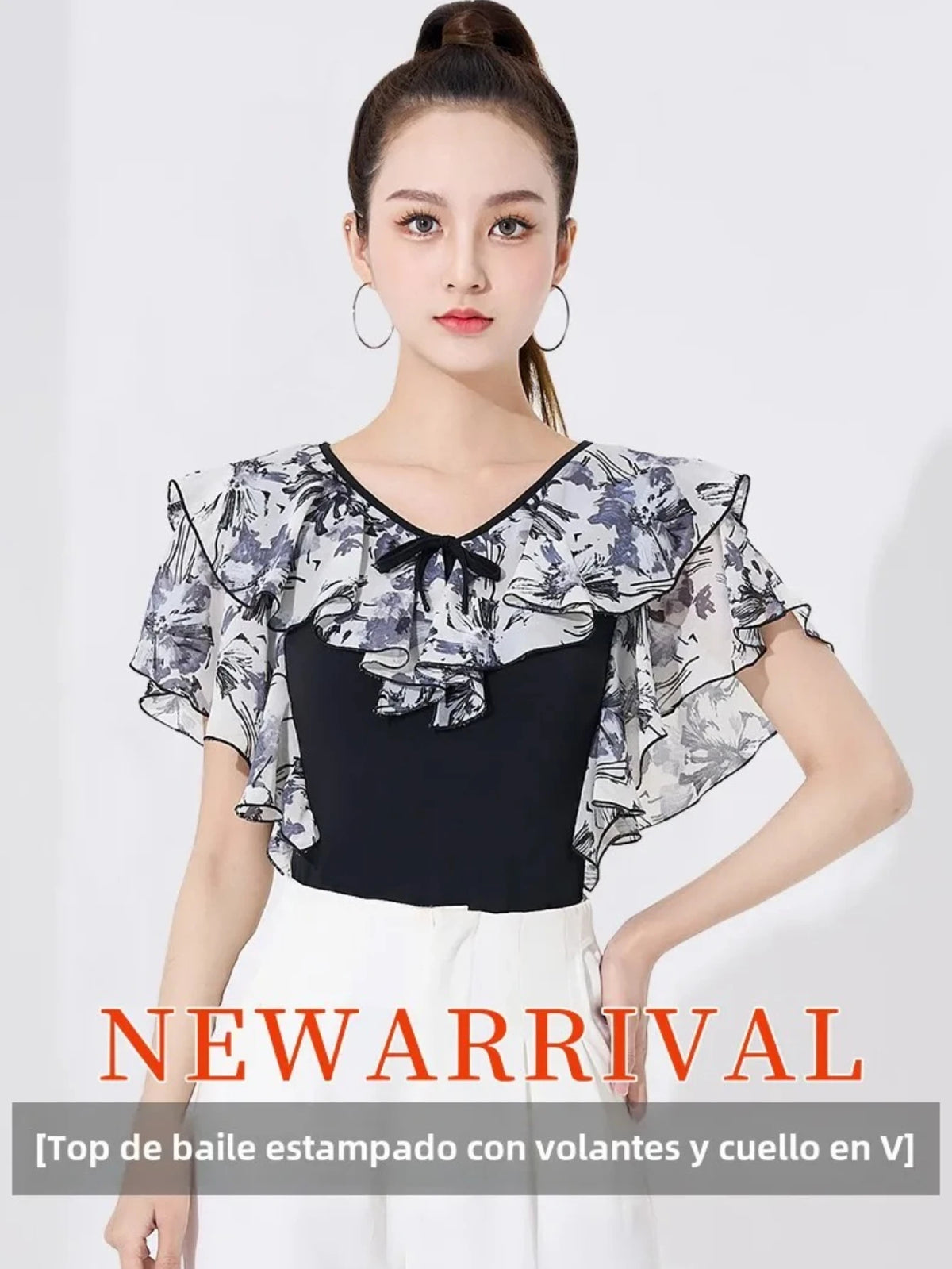 Line dance clothing women Latin Dance Top party dresses Practice Ballroom Training Clothes printing shirt Modern samba Dancewear