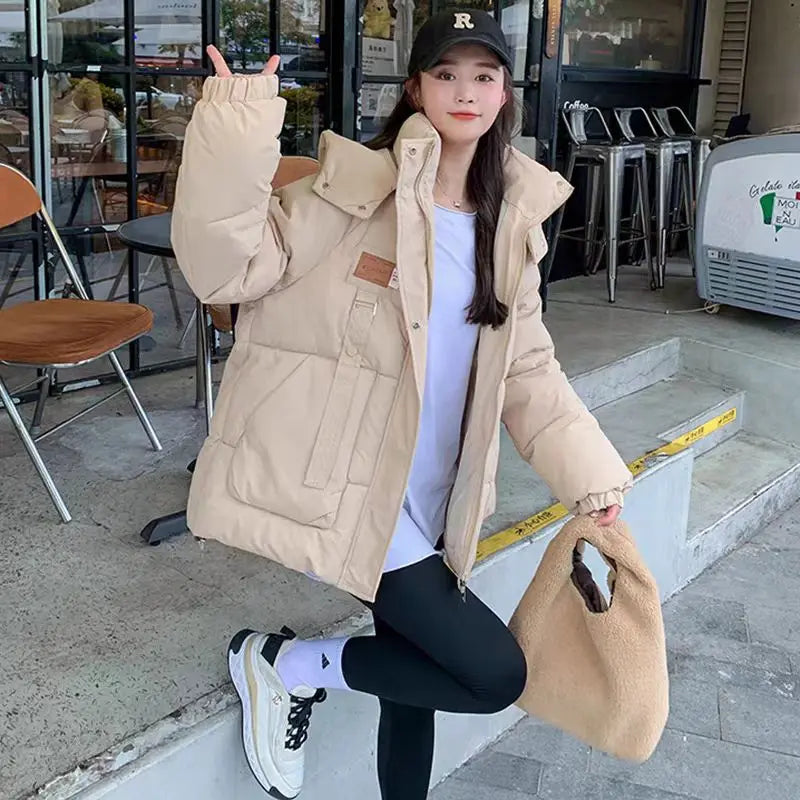 Cotton Clothing Women's Bread Clothing Short Cotton Clothing Autumn Winter Jacket Thickened Hooded Light and Warm